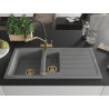 Mexen Andres évier en granit 1,5 cuves avec égouttoir et robinet de cuisine Duo, gris - 6515-71-671701-57-G