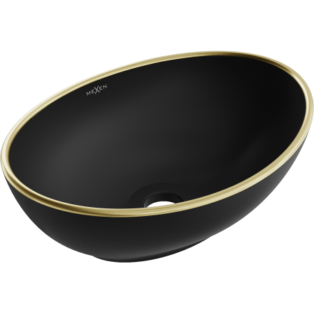 Mexen Elza lavabo posé sur plan 40 x 33 cm, noir mat/bord doré - 21014025