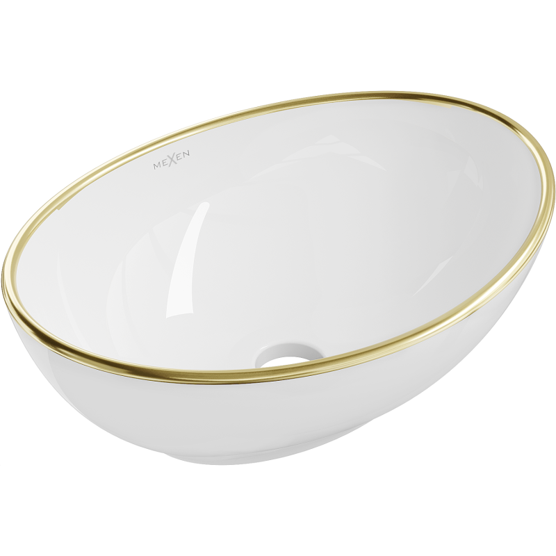 Mexen Elza lavabo de comptoir 40 x 33 cm, Blanc/Or - 21014005
