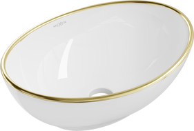 Mexen Elza lavabo à poser 40 x 33 cm, blanc/bord doré - 21014005