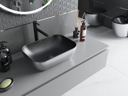 Mexen Rita lavabo de comptoir 45 x 32 cm, Noir mat/Argent - 21084574