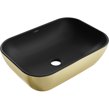 Mexen Rita lavabo de comptoir 45 x 32 cm, Noir mat/or - 21084576