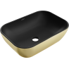 Mexen Rita lavabo de comptoir 45 x 32 cm, Noir mat/or - 21084576