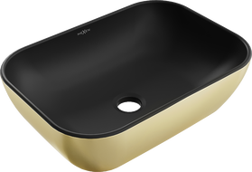 Mexen Rita lavabo de comptoir 45 x 32 cm, Noir mat/or - 21084576