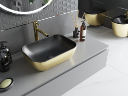 Mexen Rita lavabo de comptoir 45 x 32 cm, Noir mat/or - 21084576