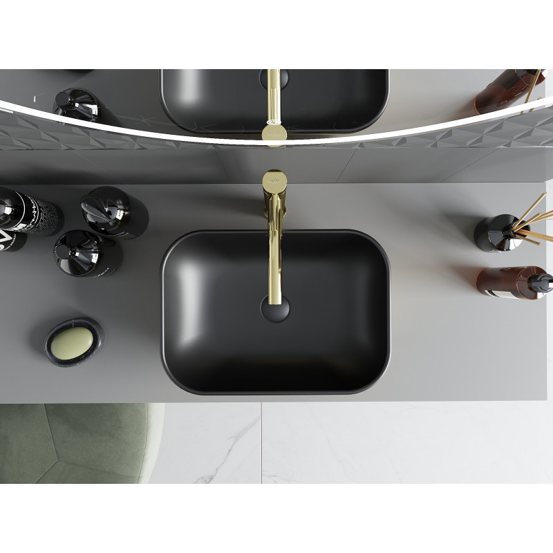 Mexen Rita lavabo sur plan 45 x 32 cm, noir mat/or - 21084576