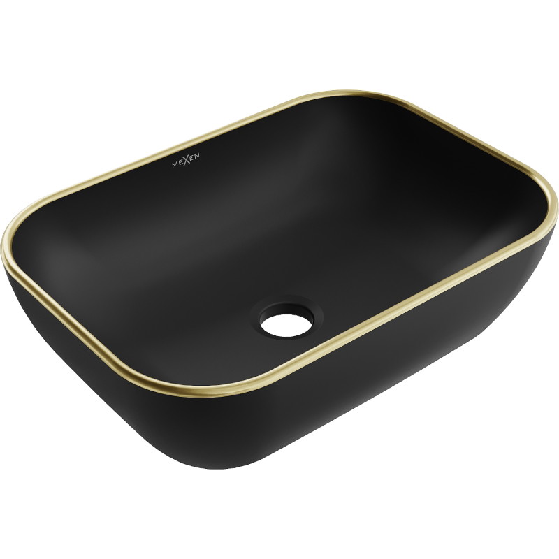 Mexen Rita lavabo à poser 45 x 32 cm, noir mat/bord doré - 21084575