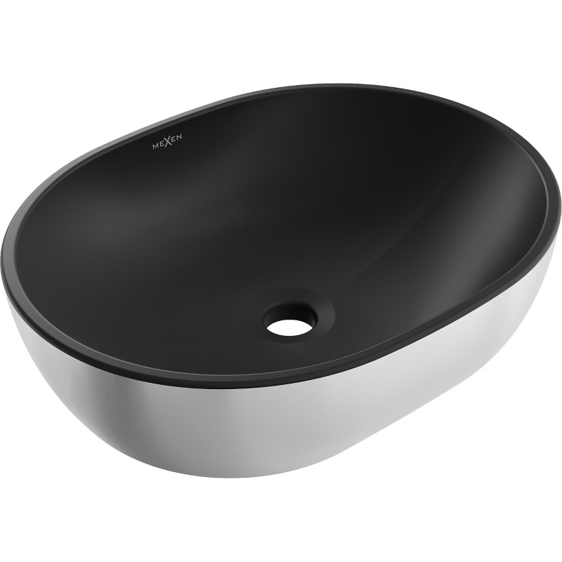 Mexen Viki lavabo à poser 48 x 35 cm, noir mat/argent - 21054874