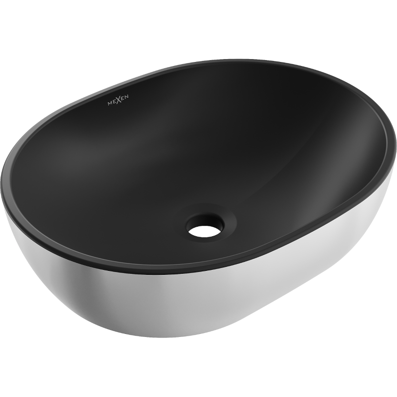 Mexen Viki lavabo vasque 48 x 35 cm, noir mat/argent - 21054874