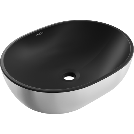 Mexen Viki lavabo à poser 48 x 35 cm, noir mat/argent - 21054874