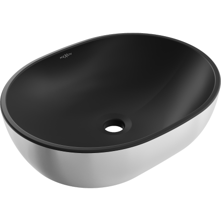 Mexen Viki lavabo à poser 48 x 35 cm, noir mat/argenté - 21054874