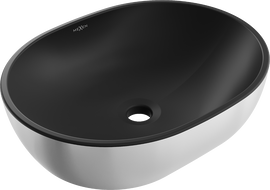 Mexen Viki lavabo à poser 48 x 35 cm, noir mat/argenté - 21054874