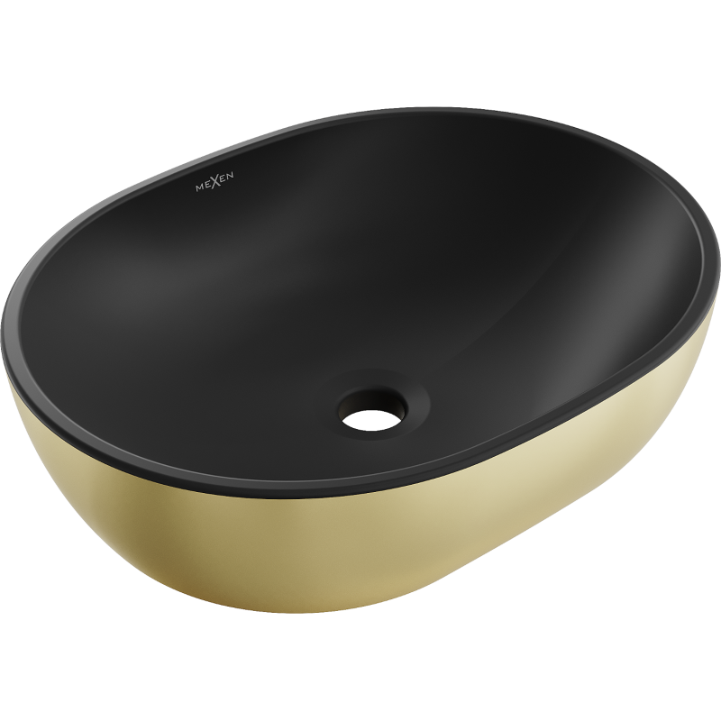 Mexen Viki lavabo de comptoir 48 x 35 cm, Noir mat/or - 21054876