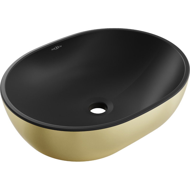 Mexen Viki lavabo posé 48 x 35 cm, noir mat/or - 21054876