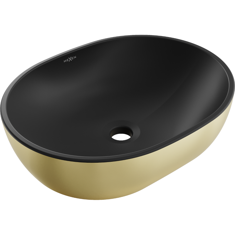 Mexen Viki lavabo sur plan 48 x 35 cm, noir mat/or - 21054876