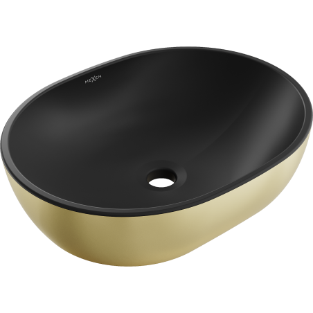 Mexen Viki lavabo de comptoir 48 x 35 cm, Noir mat/or - 21054876