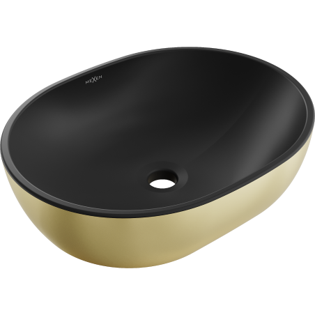 Mexen Viki lavabo sur plan 48 x 35 cm, noir mat/or - 21054876