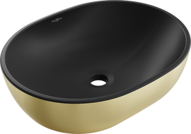 Mexen Viki lavabo posé 48 x 35 cm, noir mat/or - 21054876