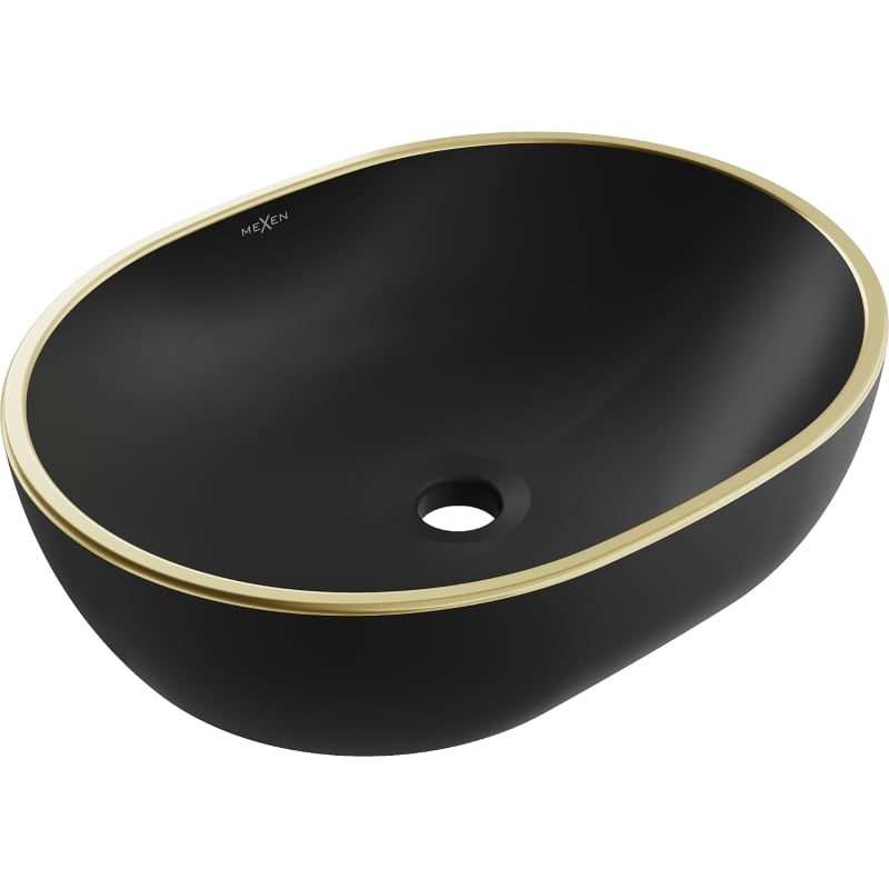 Mexen Viki lavabo vasque 48 x 35 cm, noir mat/bord doré - 21054875