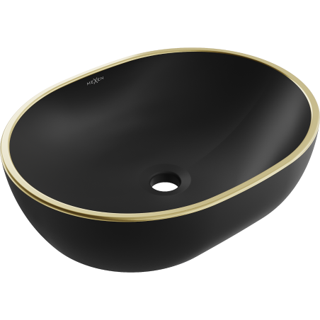Mexen Viki lavabo vasque 48 x 35 cm, noir mat/bord doré - 21054875