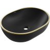 Mexen Viki lavabo de comptoir 48 x 35 cm, Noir mat/bord en or - 21054875