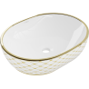 Mexen Viki lavabo à poser 48 x 35 cm, blanc/or motif carreaux - 21054809
