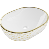 Mexen Viki lavabo de comptoir 48 x 35 cm, blanche/or motif carreaux - 21054809