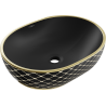 Mexen Viki lavabo de comptoir 48 x 35 cm, Noir mat/or motif carreaux - 21054879