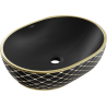 Mexen Viki lavabo sur plan 48 x 35 cm, noir mat/or motif carreaux - 21054879