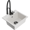 Mexen Milo évier en granit 1 cuve avec robinet de cuisine Aster, blanc - 6505-20-73450-70-B