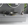Mexen Elza lavabo à poser 40 x 33 cm, noir mat/motif doré à carreaux - 21014029