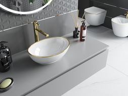 Mexen Elza lavabo de comptoir 40 x 33 cm, Blanc/Or - 21014005