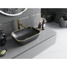 Mexen Rita lavabo à poser 45 x 32 cm, noir mat/rebord doré - 21084575