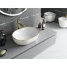Mexen Viki lavabo à poser 48 x 35 cm, blanc/or motif carreaux - 21054809