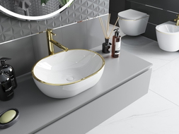 Mexen Viki lavabo sur plan 48 x 35 cm, blanc/rebord doré - 21054805