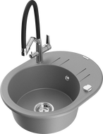 Mexen Kevin évier en granit 1 cuve avec robinet de cuisine Duo, gris - 6517-71-671701-07