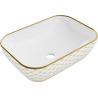 Mexen Rita lavabo à poser 45 x 32 cm, blanc/doré motif à carreaux - 21084509