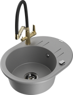 Mexen Kevin évier de cuisine en granit 1 bac avec robinet Duo, gris - 6517-71-671701-57-B