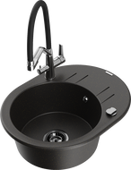 Mexen Kevin évier en granit à 1 bac avec mitigeur de cuisine Duo, noir/or métallique - 6517-75-671701-07-B