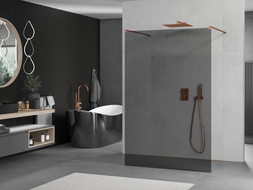 Mexen Kioto paroi de douche autoportante 100 x 200 cm, Graphite, Or rose - 800-100-002-60-40