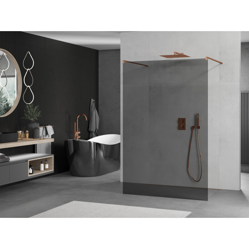 Mexen Kioto paroi de douche autoportante 110 x 200 cm, graphite 8 mm, or rose - 800-110-002-60-40
