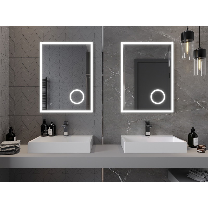Mexen Kala miroir de salle de bain éclairé avec miroir cosmétique 60 x 80 cm, LED 6000K, antigivre - 9820-060-080-611-00