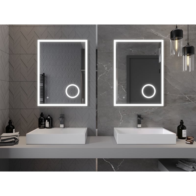Mexen Kala miroir de salle de bains éclairé avec miroir cosmétique 60 x 80 cm, LED 6000K, antibuée - 9820-060-080-611-00