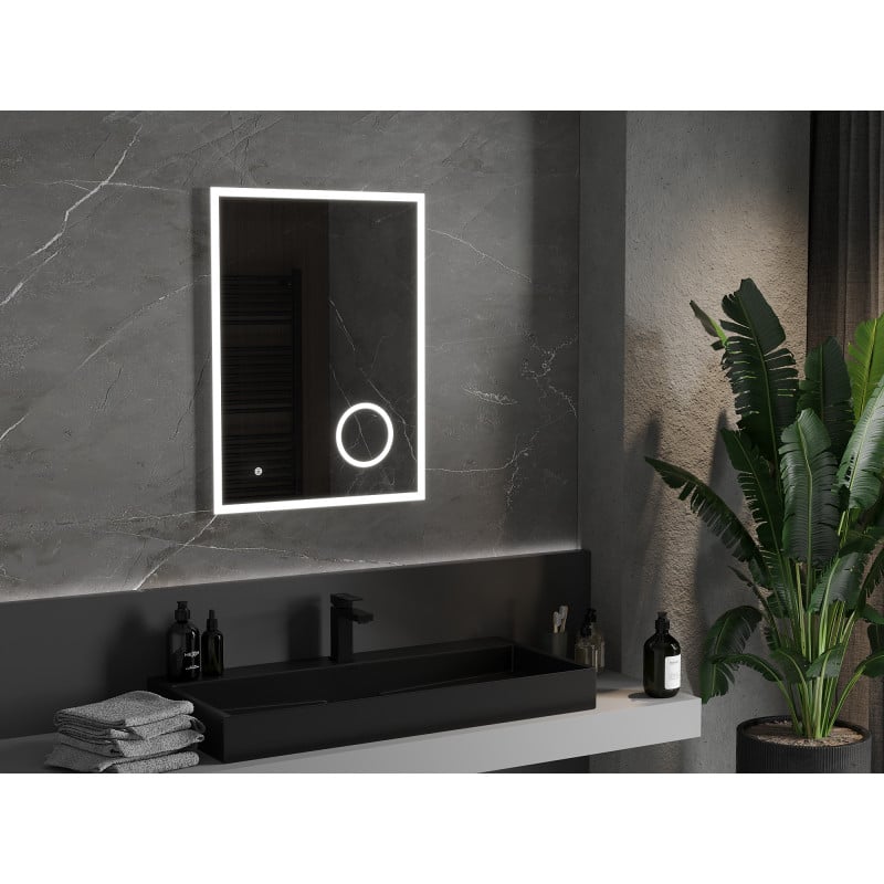 Mexen Kala miroir de salle de bains éclairé avec miroir cosmétique 60 x 80 cm, LED 6000K, antibuée - 9820-060-080-611-00