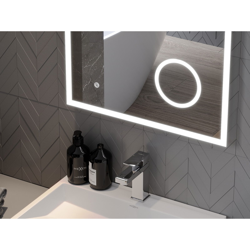 Mexen Kala miroir de salle de bain éclairé avec miroir cosmétique 60 x 80 cm, LED 6000K, anti-buée - 9820-060-080-611-00