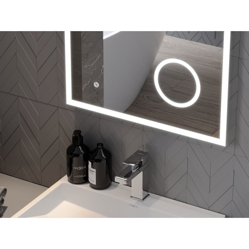 Mexen Kala miroir de salle de bains éclairé avec miroir cosmétique 60 x 80 cm, LED 6000K, antibuée - 9820-060-080-611-00