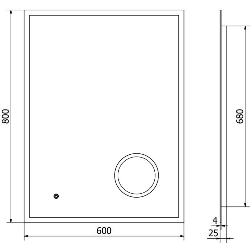 Mexen Kala miroir de salle de bain éclairé avec miroir cosmétique 60 x 80 cm, LED 6000K, antigivre - 9820-060-080-611-00