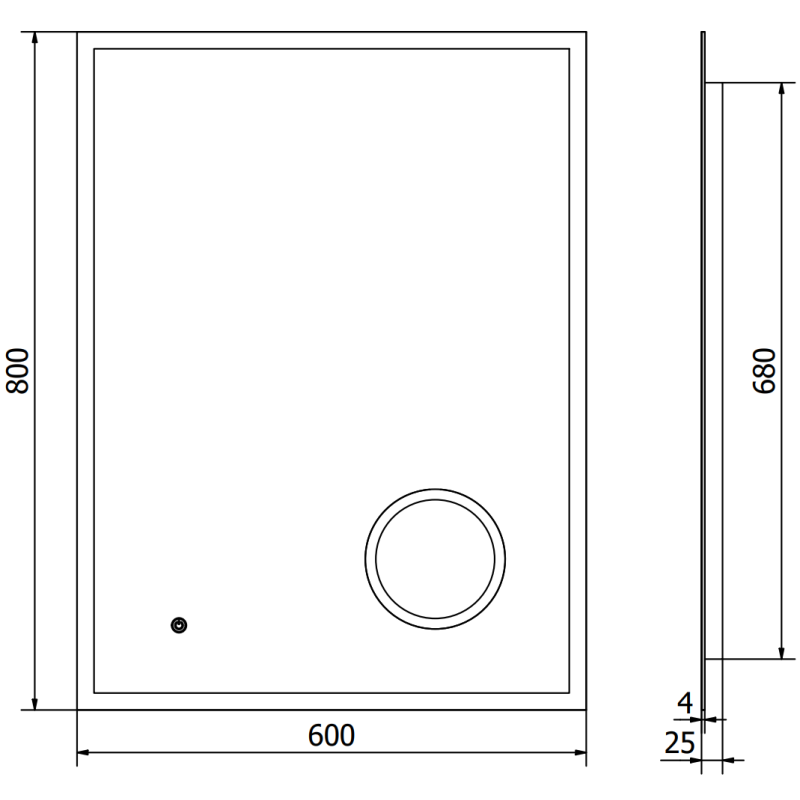 Mexen Kala miroir de salle de bains éclairé avec miroir cosmétique 60 x 80 cm, LED 6000K, antibuée - 9820-060-080-611-00