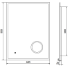 Mexen Kala miroir de salle de bains éclairé avec miroir cosmétique 60 x 80 cm, LED 6000K, antibuée - 9820-060-080-611-00