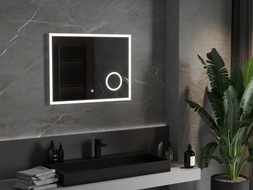 Mexen Kala miroir de salle de bain rétroéclairé avec un miroir cosmétique 80 x 60 cm, LED 6000K, antibuée